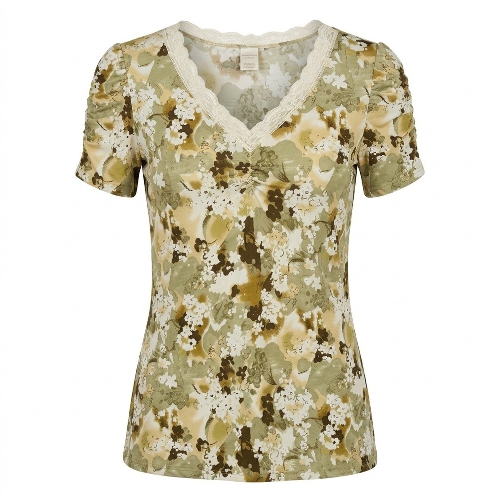 Fairycore Floral Lace Trim Top Women Size Small Cottagecore Boho Coquette